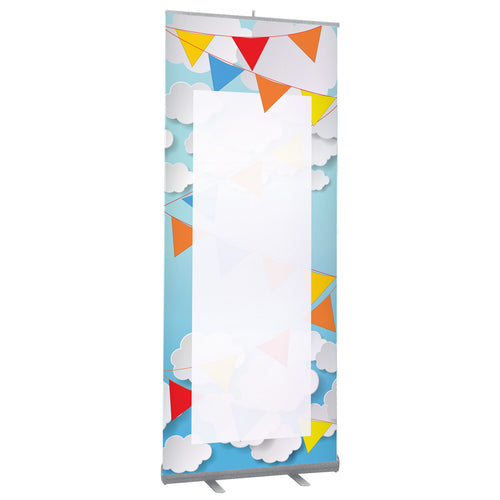 Dry Erase Pop Up Banner - Clouds & Flags