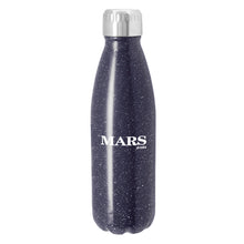Speckled confetti navy blue tone hot/cold drink bottle and silver vacuum lid to keep drinks cold or hot all day