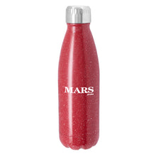 Speckled confetti red tone hot/cold drink bottle and silver vacuum lid to keep drinks cold or hot all day